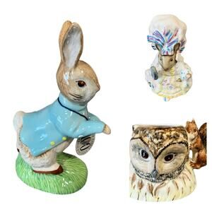 Beatrix Potter PETER RABBIT, LADY MOUSE & MR BROWN by Royal Albert England